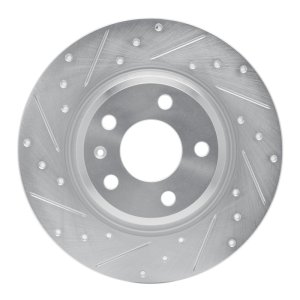 Audi Q5 Brake Rotor (1) - Rear Left - R1 Concepts - Drilled & Slotted - Silver - `08-`25